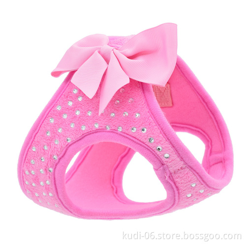 Cute Comfortable Velvet Diamonds Bow Knot Soft Dog Puppy Winter Harness Vest